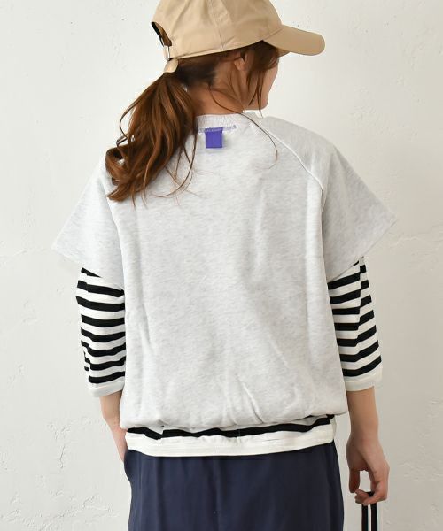 Gives a sense of fullment｜配色ラグラン半袖スウェット [[851324]][C]