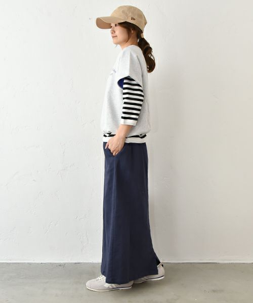 Gives a sense of fullment｜配色ラグラン半袖スウェット [[851324]][C]