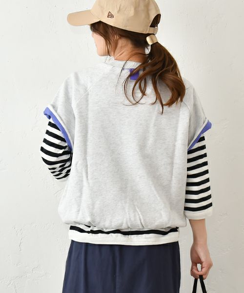 Gives a sense of fullment｜配色ラグラン半袖スウェット [[851324]][C]