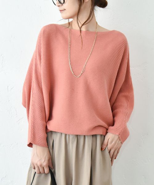 HUMS｜ボートネックリブドルマンプルオーバー [[10070122]][C]