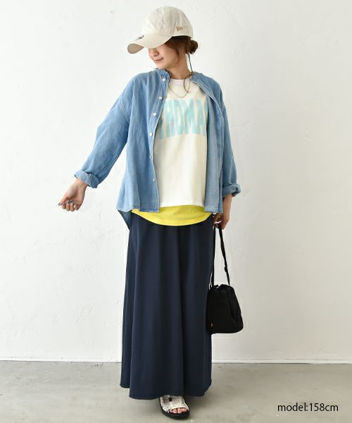 Our.｜ノーカラー綿麻デニムシャツ [[131184H]][C]