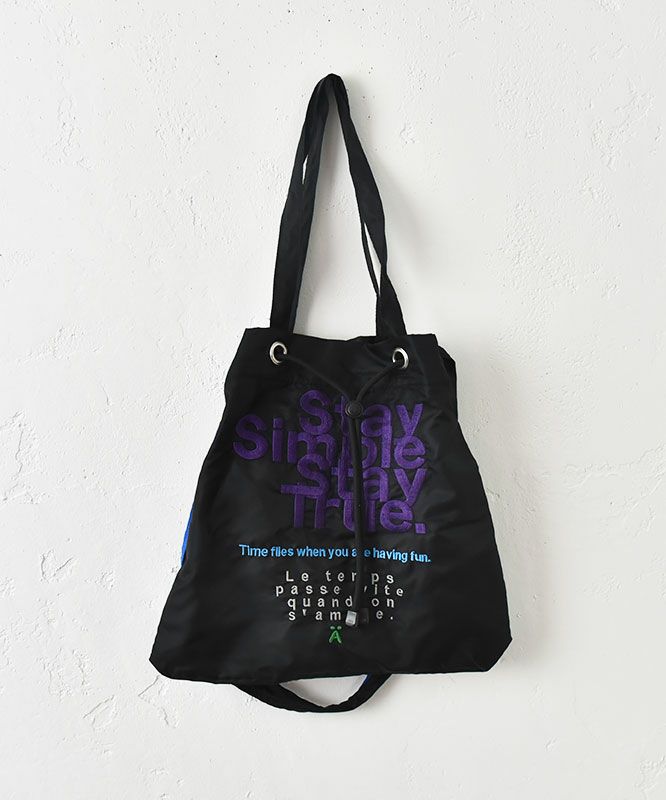 Ampersand｜2way embroidery nylon bag L [[ER25-S81]][C]