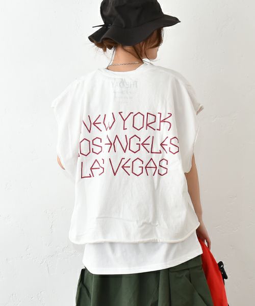 【新品】THE　DAY　ルーズフィットビックサイズカットオフスリーブ THE DAY｜ルーズフィットビックサイズカットオフスリーブTee