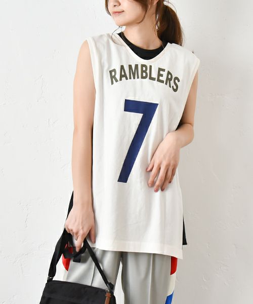 Gives a sense of fullment｜リメイクプリントノースリーブTee [[852361]][C]