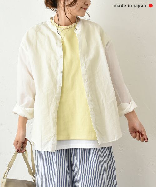 her.｜綿麻バンドカラーシャツ [[CE3SH250404]][C]