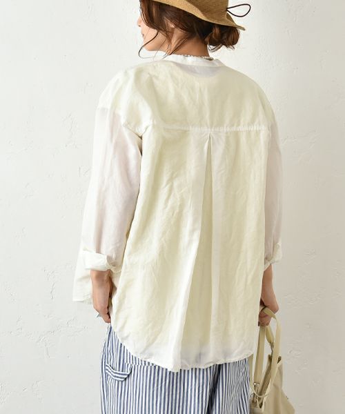 her.｜綿麻バンドカラーシャツ [[CE3SH250404]][C]