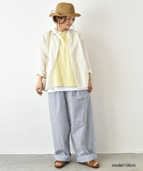 her.｜綿麻バンドカラーシャツ [[CE3SH250404]][C]