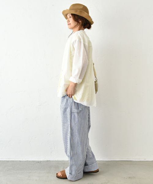 her.｜綿麻バンドカラーシャツ [[CE3SH250404]][C]