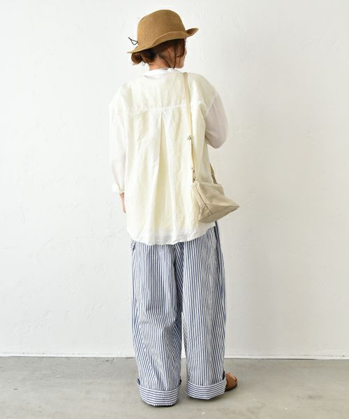 her.｜綿麻バンドカラーシャツ [[CE3SH250404]][C]