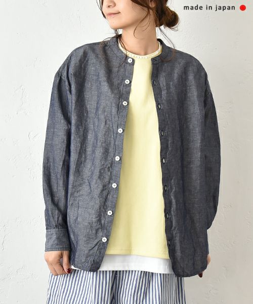her.｜綿麻バンドカラーシャツ [[CE3SH250404]][C]