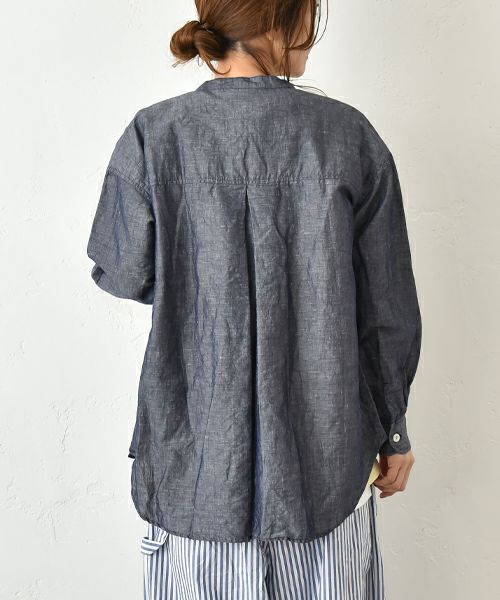her.｜綿麻バンドカラーシャツ [[CE3SH250404]][C]