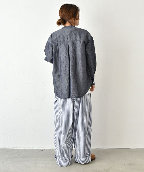 her.｜綿麻バンドカラーシャツ [[CE3SH250404]][C]