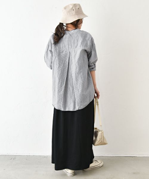 her.｜綿麻バンドカラーシャツ [[CE3SH250404]][C]