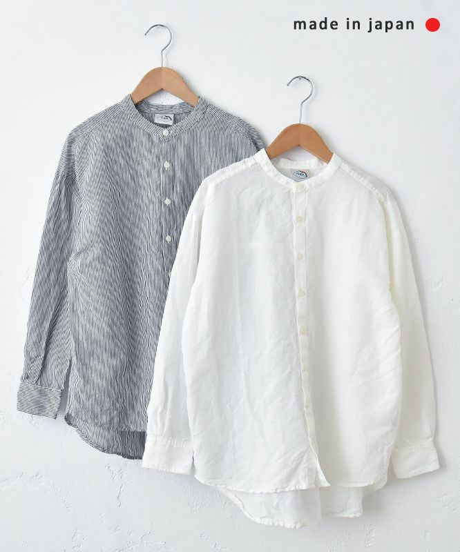 her.｜綿麻バンドカラーシャツ [[CE3SH250404]][C]