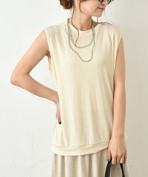 HUMS｜ノースリーブストレッチカットソー [[C-5027]][C]