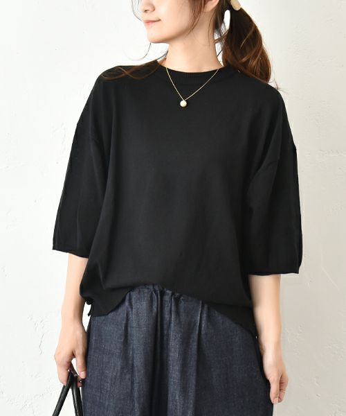 hagumu｜7分袖コットンニット [[MT-0457]][C]