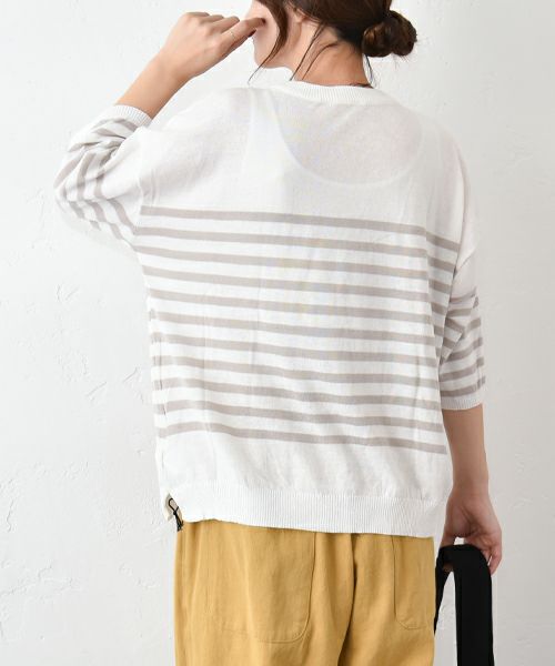 hagumu｜7分袖コットンニット [[MT-0457]][C]