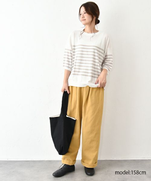 hagumu｜7分袖コットンニット [[MT-0457]][C]