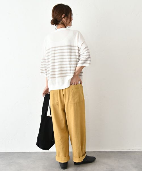 hagumu｜7分袖コットンニット [[MT-0457]][C]