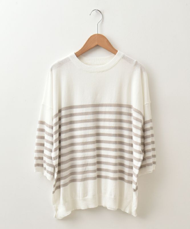 hagumu｜7分袖コットンニット [[MT-0457]][C]