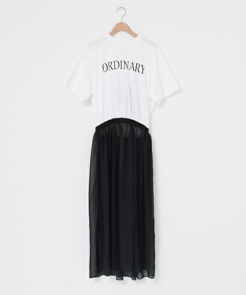 boutique ordinary　異素材ワンピース 　ホワイト