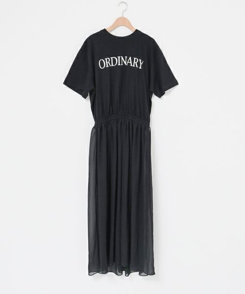 boutique ordinary　異素材ワンピース 　ブラック