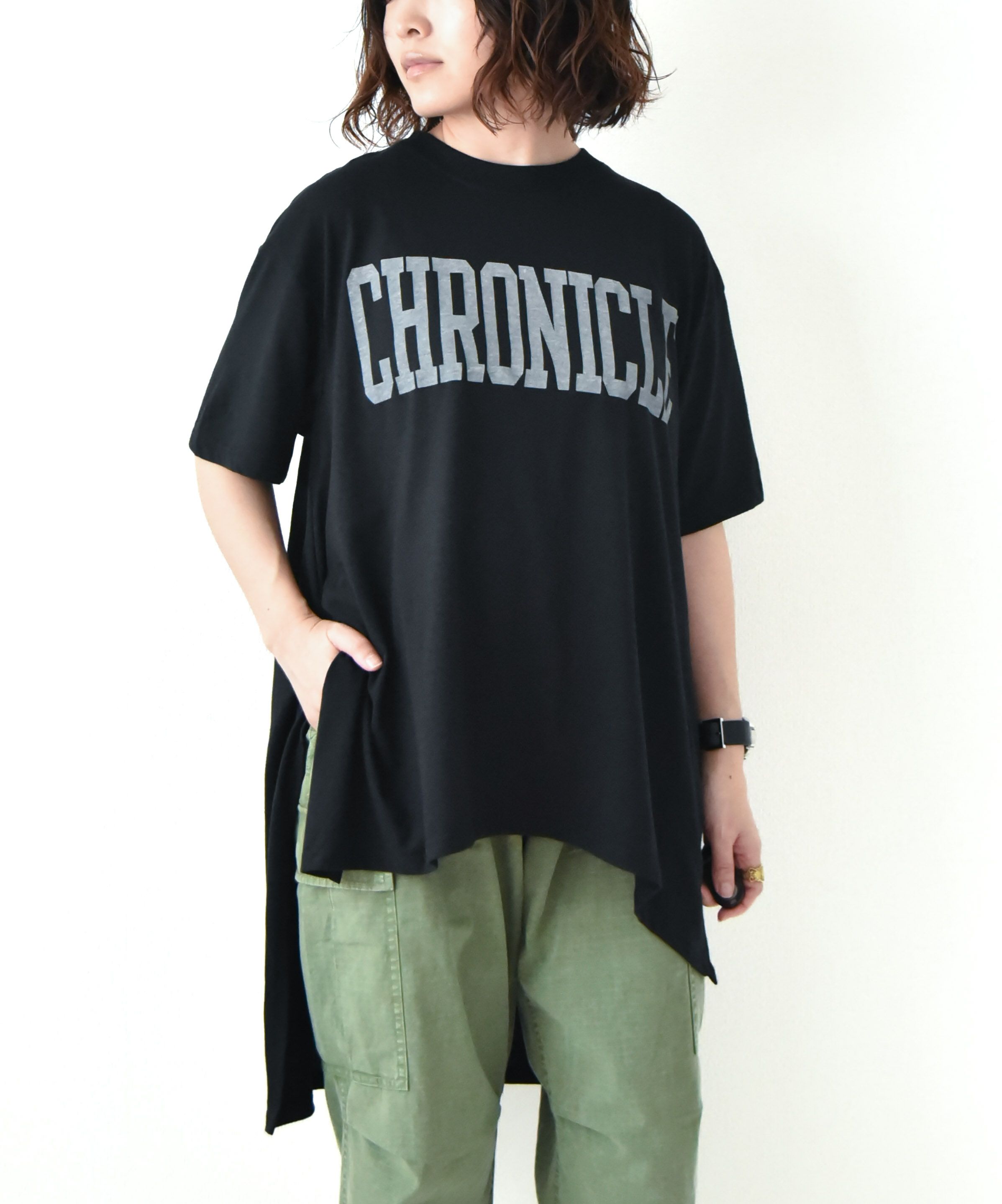 day standard｜"CHRONICLE" バックロングアシメTシャツ [[W3025212]][D]