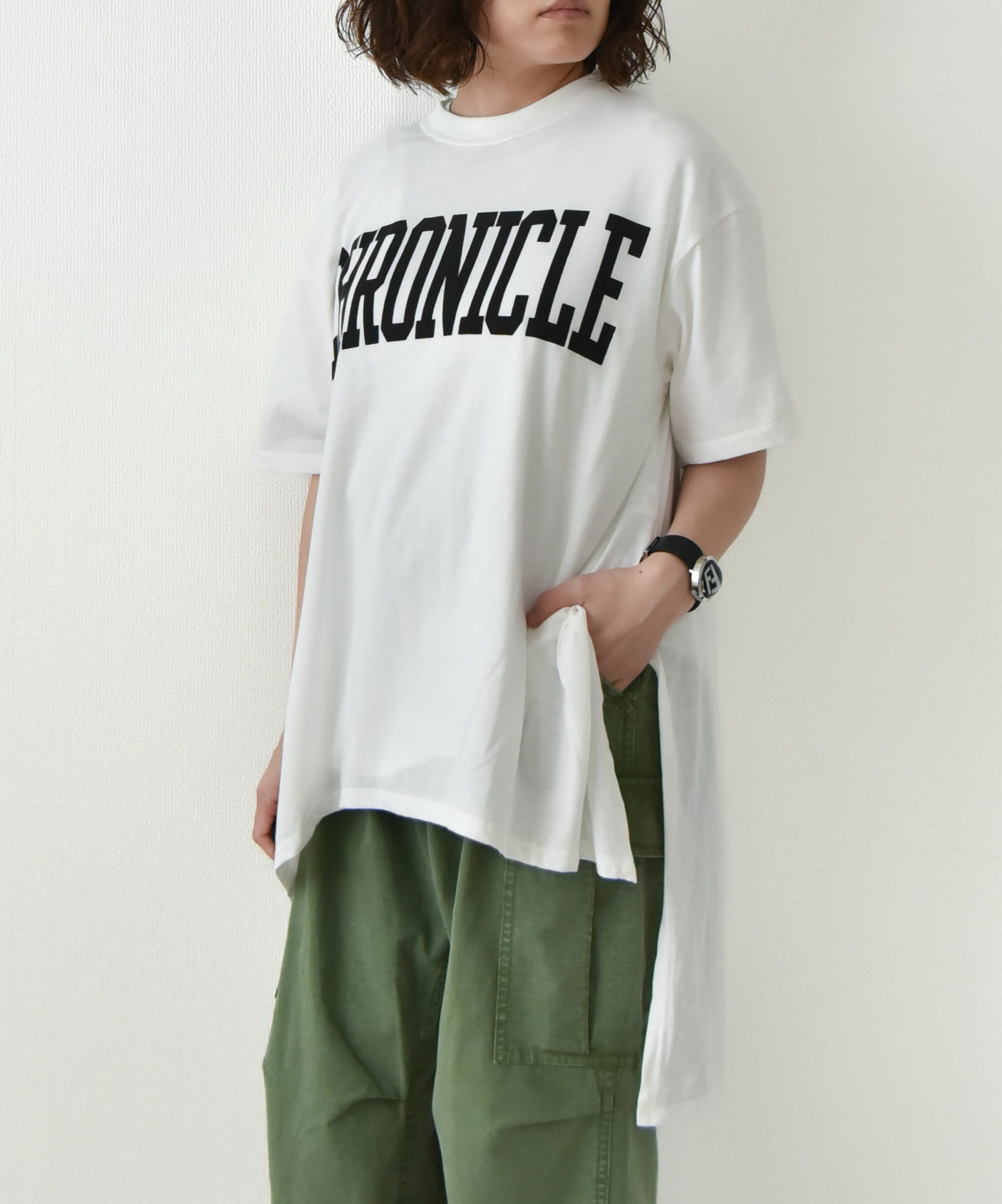 day standard｜"CHRONICLE" バックロングアシメTシャツ [[W3025212]][D]