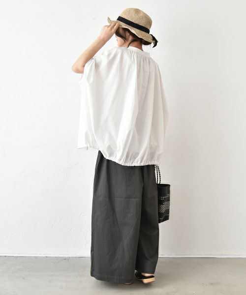 hagumu｜ストレッチツイルワイドタックパンツ [[83062181]][C]