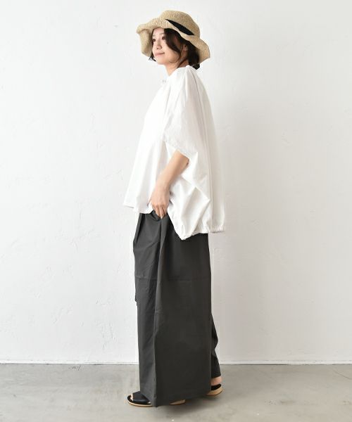 hagumu｜ストレッチツイルワイドタックパンツ [[83062181]][C]