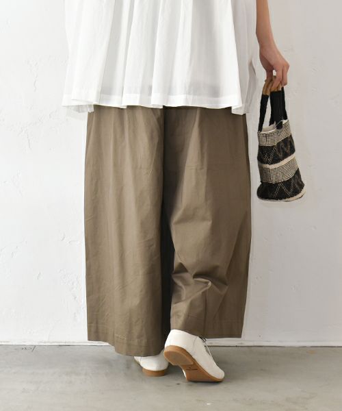 hagumu｜ストレッチツイルワイドタックパンツ [[83062181]][C]