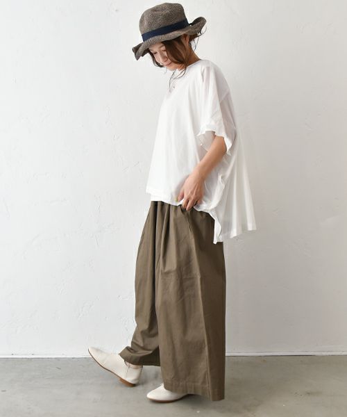 hagumu｜ストレッチツイルワイドタックパンツ [[83062181]][C]