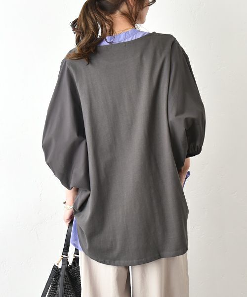 HUMS｜袖布帛ドルマンカットソー [[50098152]][C]