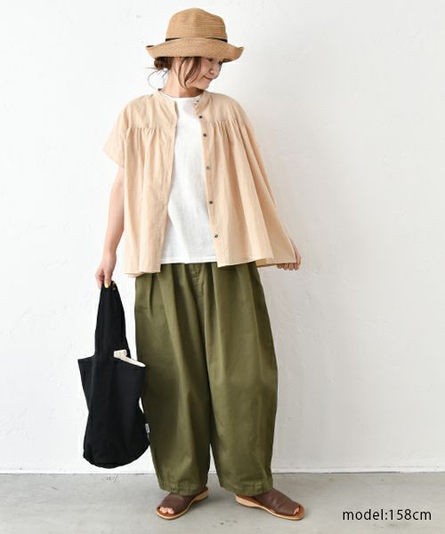 No18｜バンドカラーギャザーブラウス [[10523]][C]