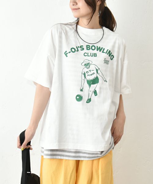 Gives a sense of fullment｜F-OJ ボーリングプリント Tee [[852328]][C]