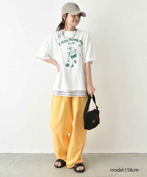 Gives a sense of fullment｜F-OJ ボーリングプリント Tee [[852328]][C]