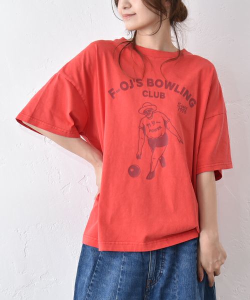 Gives a sense of fullment｜F-OJ ボーリングプリント Tee [[852328]][C]