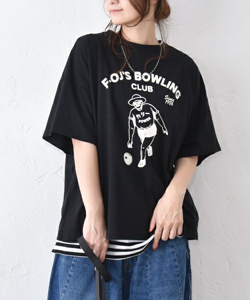 Gives a sense of fullment｜F-OJ ボーリングプリント Tee [[852328]][C]