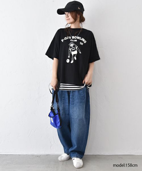 Gives a sense of fullment｜F-OJ ボーリングプリント Tee [[852328]][C]