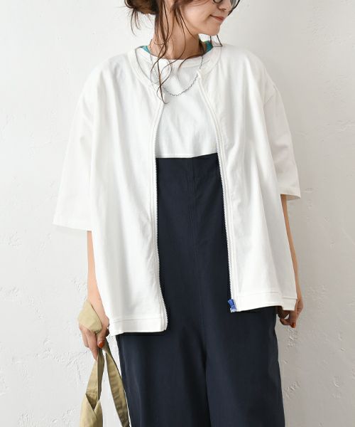 Our.｜スライダー配色 6分袖ジップカーデ [[C-9041]][C]