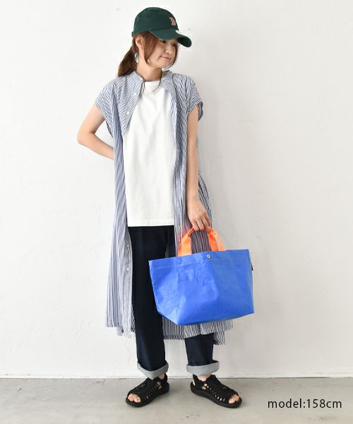 OURHOME ノースリーブストライプワンピース No.6 Store ストライプ ノースリーブ ワンピース