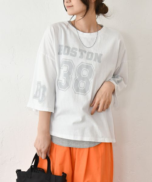 IN THE MARKET｜5分袖ロゴプリントTシャツ [[C-2403]][C]