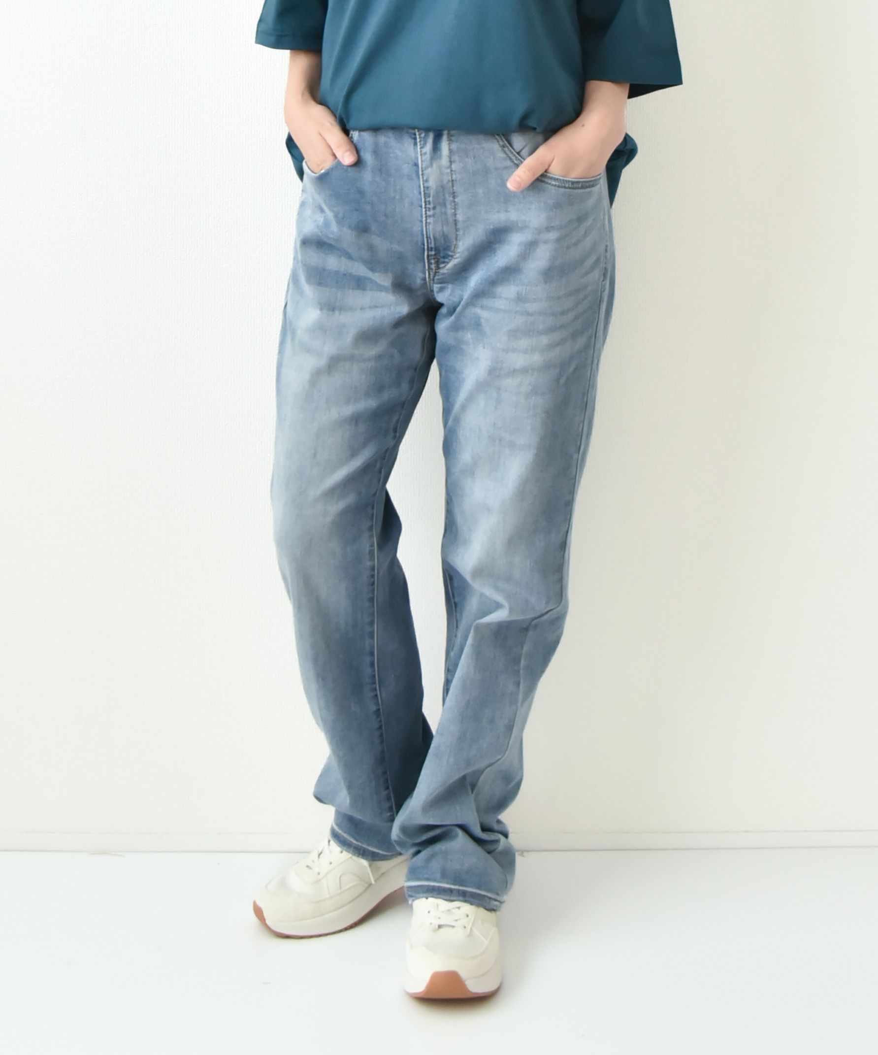 day standard｜接触冷感ストレッチデニム　レギュラーストレートパンツ [[X2-127A]][D]