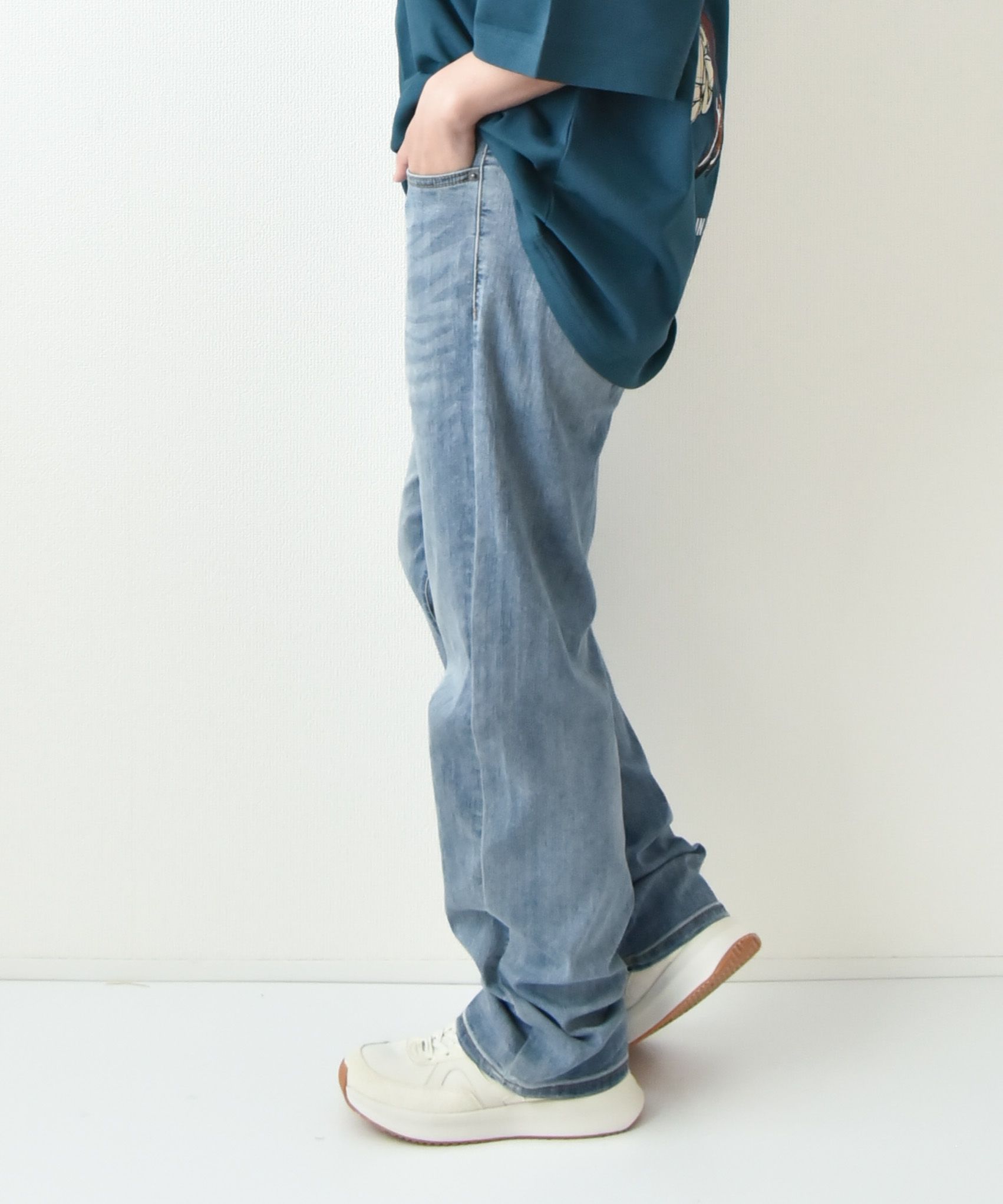 day standard｜接触冷感ストレッチデニム　レギュラーストレートパンツ [[X2-127A]][D]