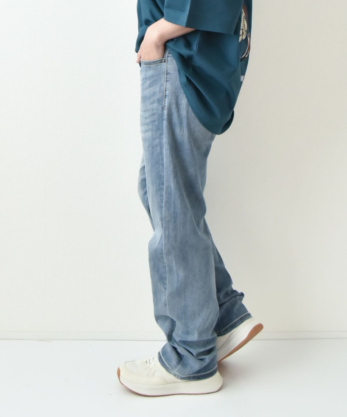 day standard｜接触冷感ストレッチデニム　レギュラーストレートパンツ [[X2-127A]][D]