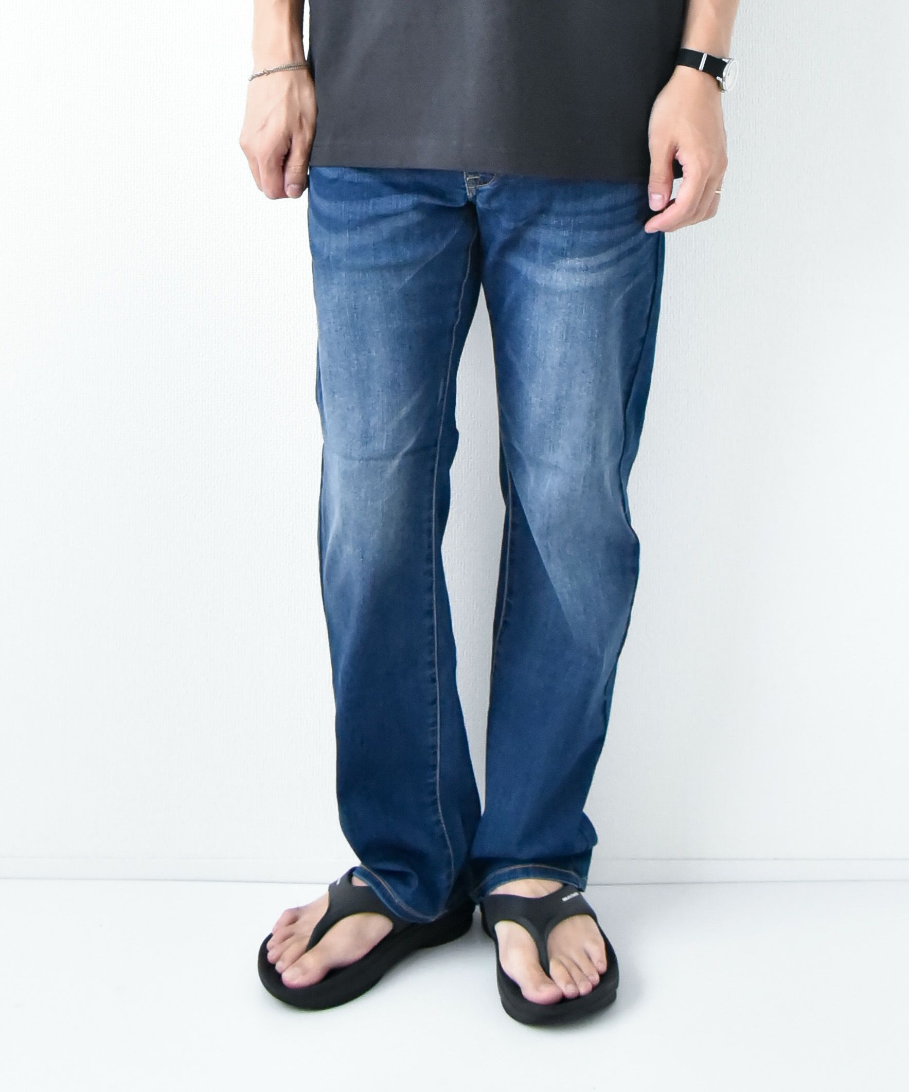 day standard｜接触冷感ストレッチデニム　レギュラーストレートパンツ [[X2-127A]][D]