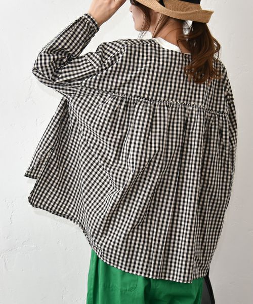 SETTEN｜製品先染めVネックギャザーブラウス [[SET-4014]][C]