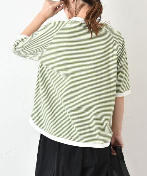  and quarter｜5分袖ボーダーカットソー [[MA-310184]][C]