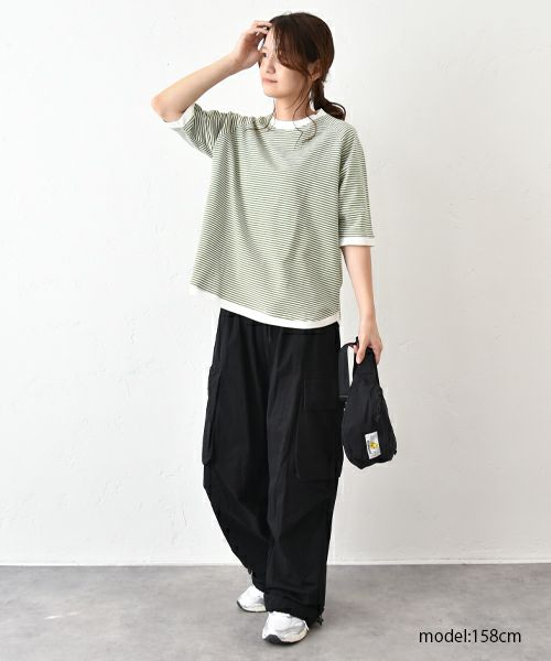  and quarter｜5分袖ボーダーカットソー [[MA-310184]][C]