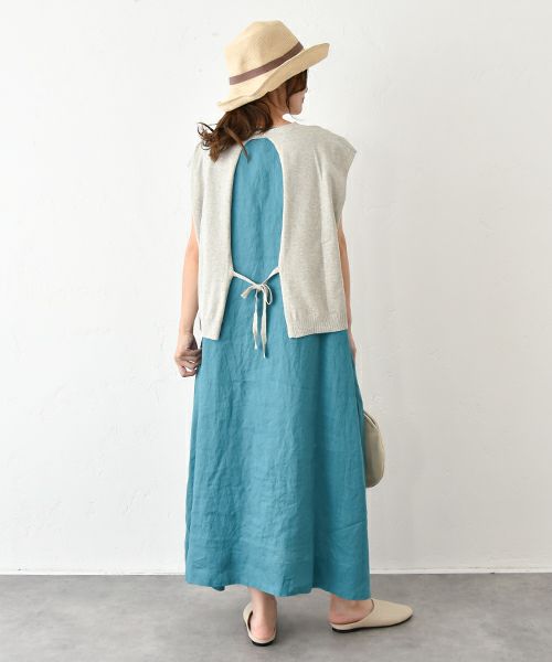 hagumu｜バックデザインコットンニットベスト [[ha-BE-29]][C]